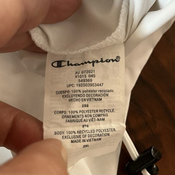 Champion Men's Hooded Windbreaker Jacket White Size 2XL - Picture 11 of 11